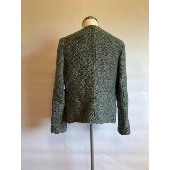 Michael Kors Gray Thick Knit Open Jacket W/ Black Lambswool Trim, Size 12 (US) - Picture 4 of 7